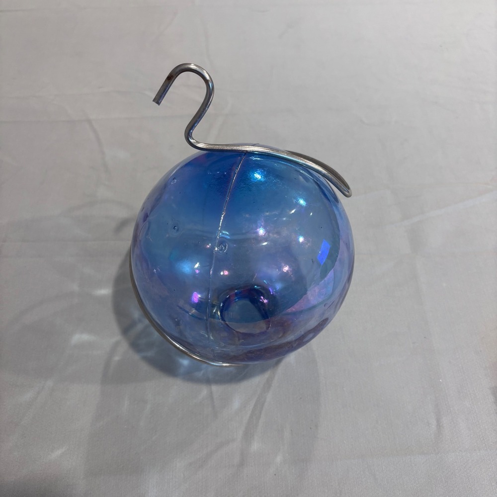 Iridescent Blue Glass Ball Hanging Ornament Home Decor